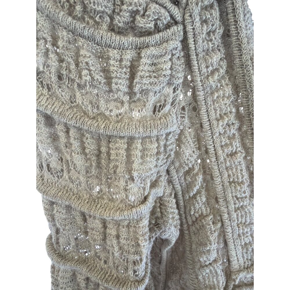 Free People Wild Roses Cardi Ruffle Lace Knit Cardigan Light Soft Grey XS New - Picture 6 of 13